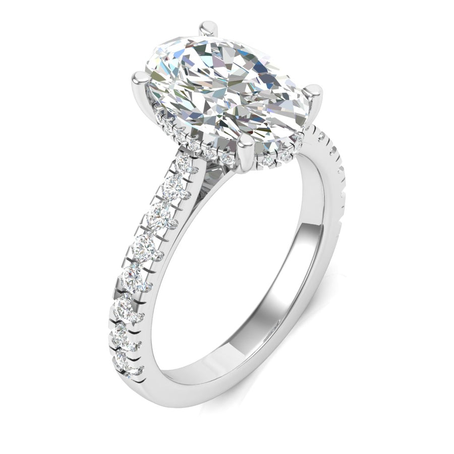 1.70ct Oval Cut Cathedral Style Hidden Halo With A Diamond Shoulder Diamond Ring