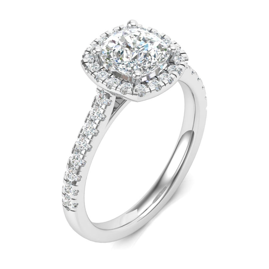 1.00ct Cushion Cut Diamond Halo Ring