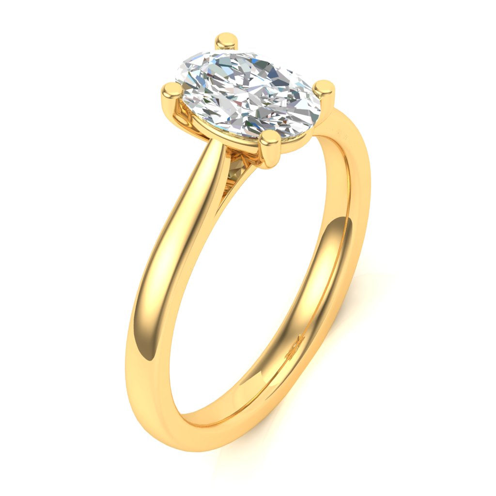 1.00ct Oval Cut Classic Solitaire  Diamond Ring