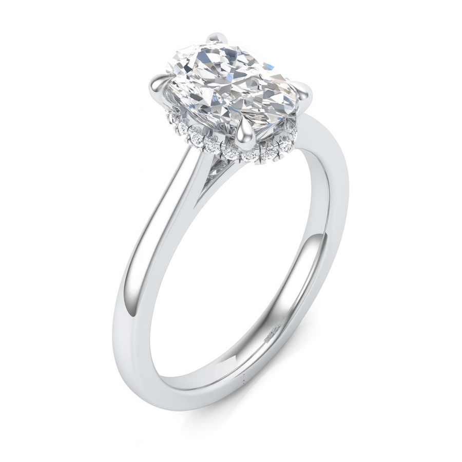 2.50ct Oval Cut Cathedral Style Hidden Halo Diamond Ring