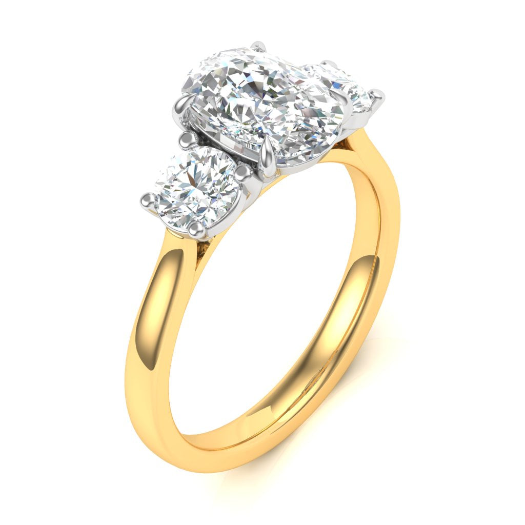 1.50ct Cushion Cut & Round Brilliant (0.80ct) Trilogy Diamond Ring