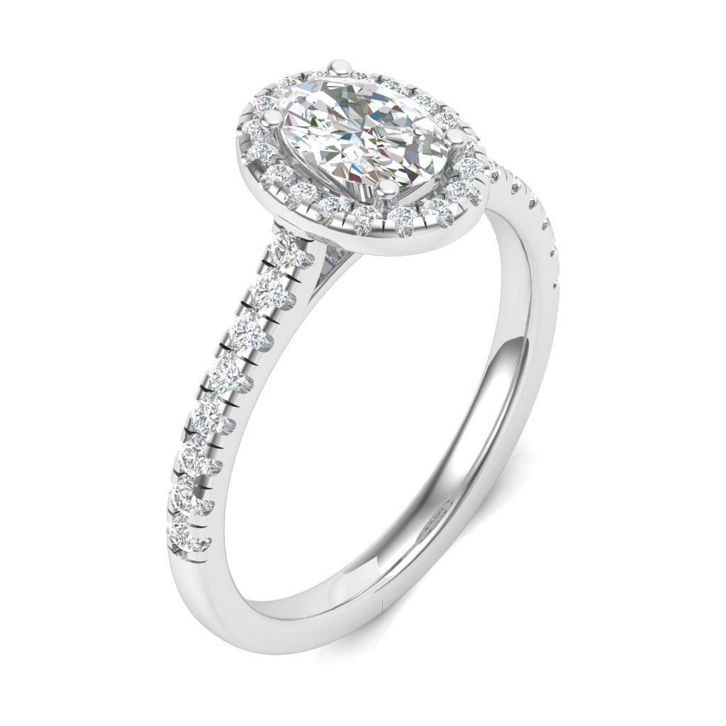 0.50ct Oval Cut Diamond Halo Ring