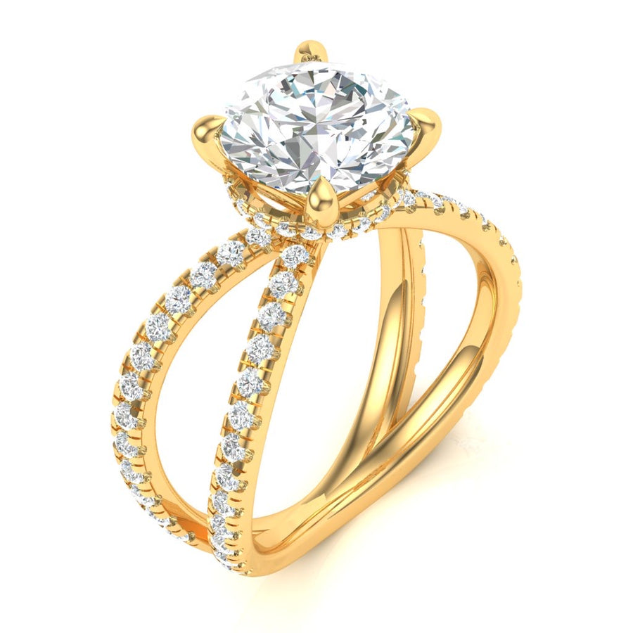 3.00ct Round Brilliant Cut Split Shoulders Hidden Halo Diamond Ring