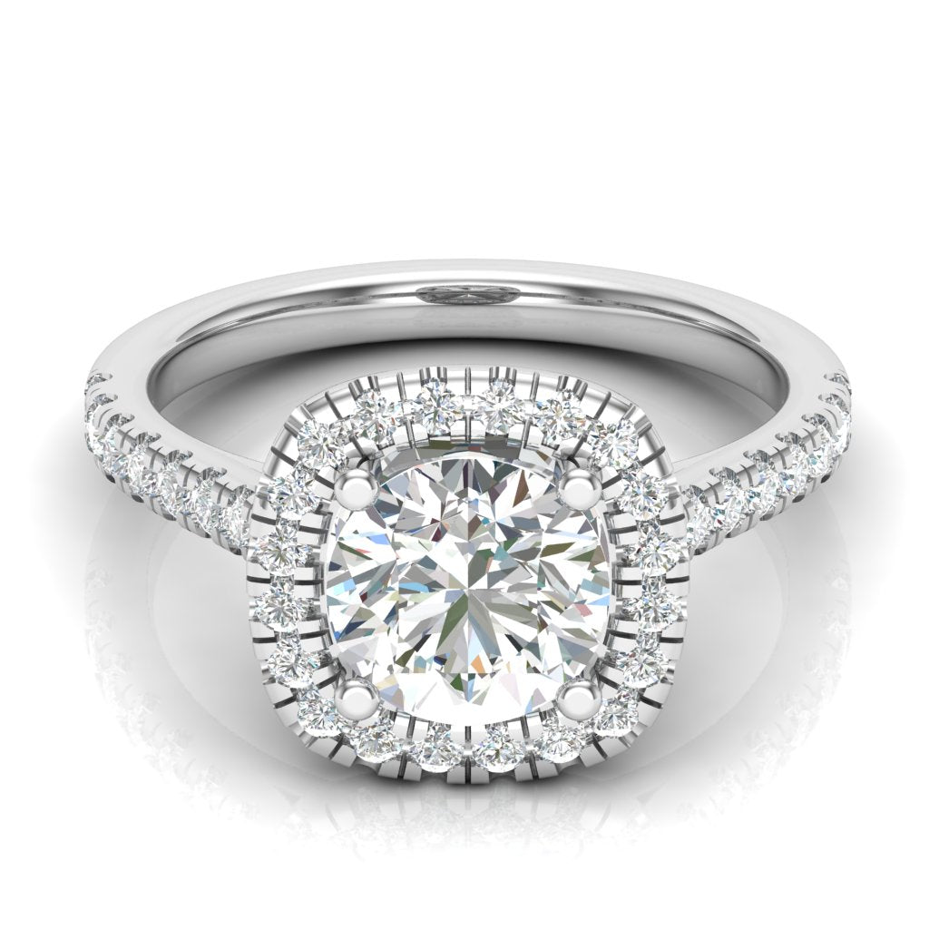 2.00ct Round Brilliant Halo and Diamond Shoulders Diamond Ring