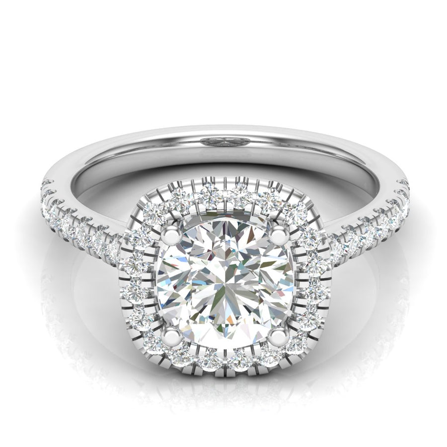 2.00ct Round Brilliant Halo and Diamond Shoulders Diamond Ring