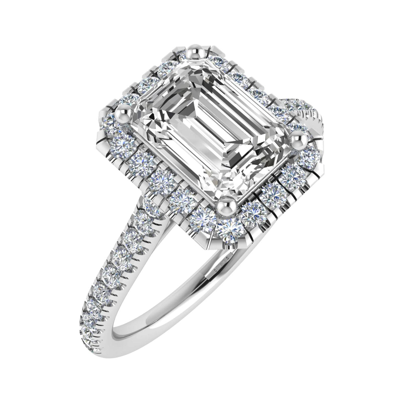 1.50ct Emerald Cut Halo Diamond Ring