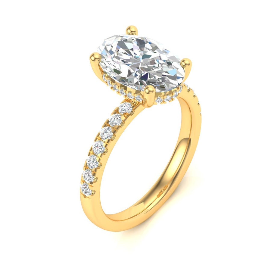 2.00ct Oval Cut Diamond Shoulder & Hidden Halo Diamond Ring