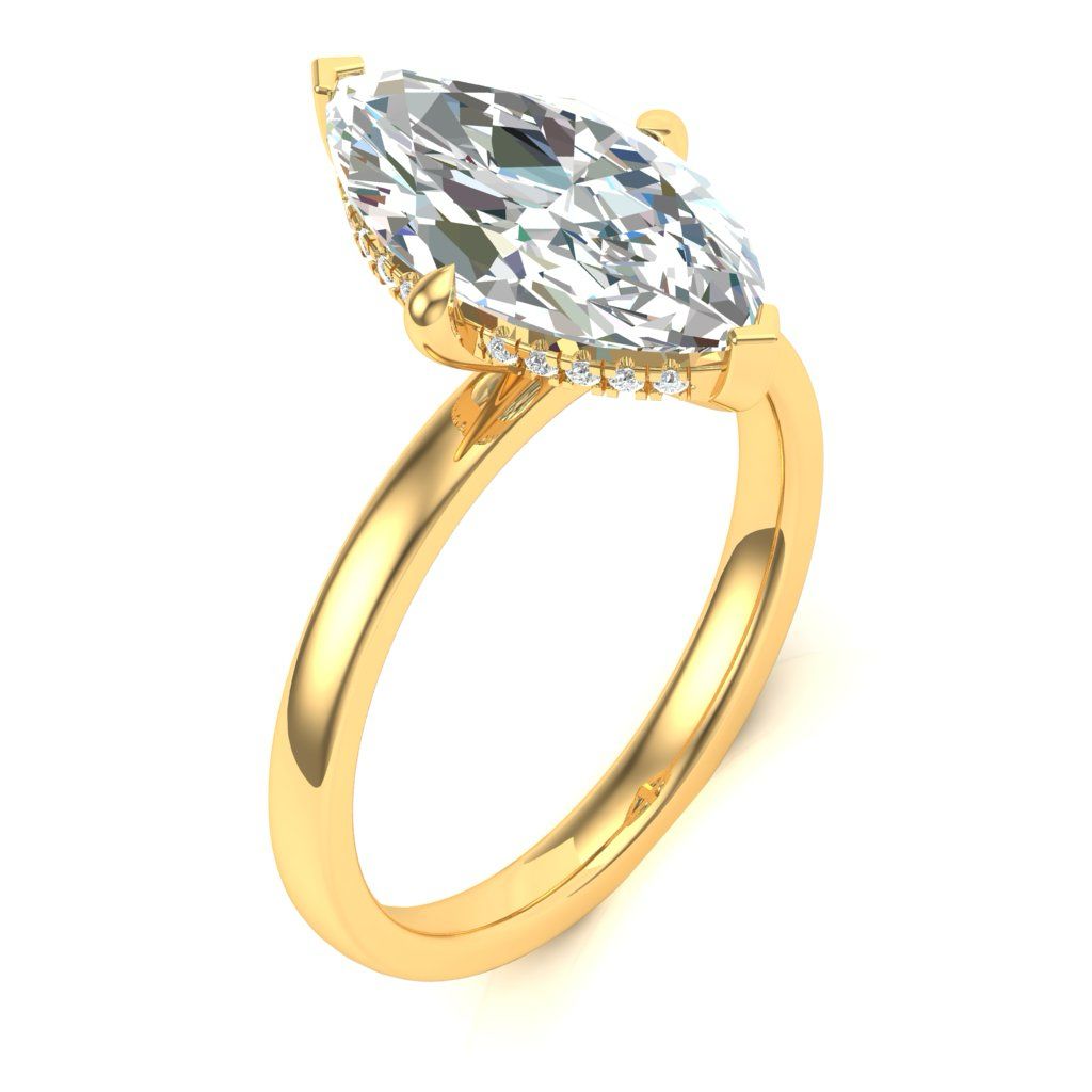 2.00ct Marquise Cut Hidden Halo Diamond Ring