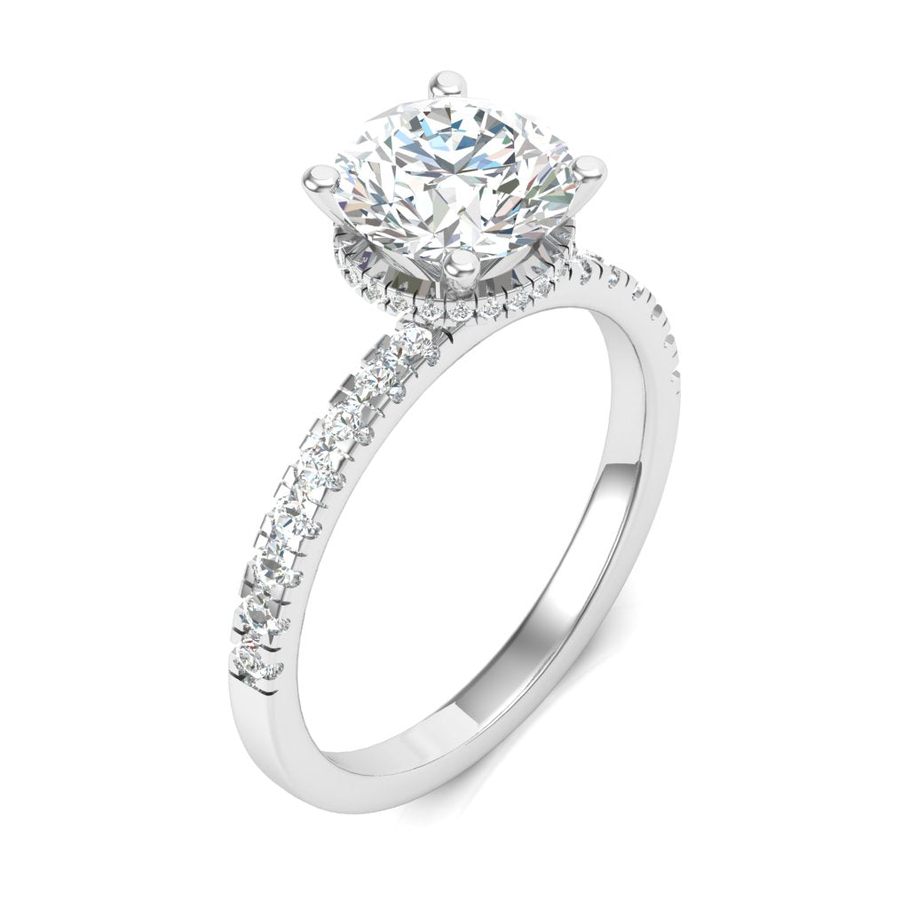 1.00ct Round Brilliant Cut Hidden Halo With Diamond Shoulder Diamond Ring
