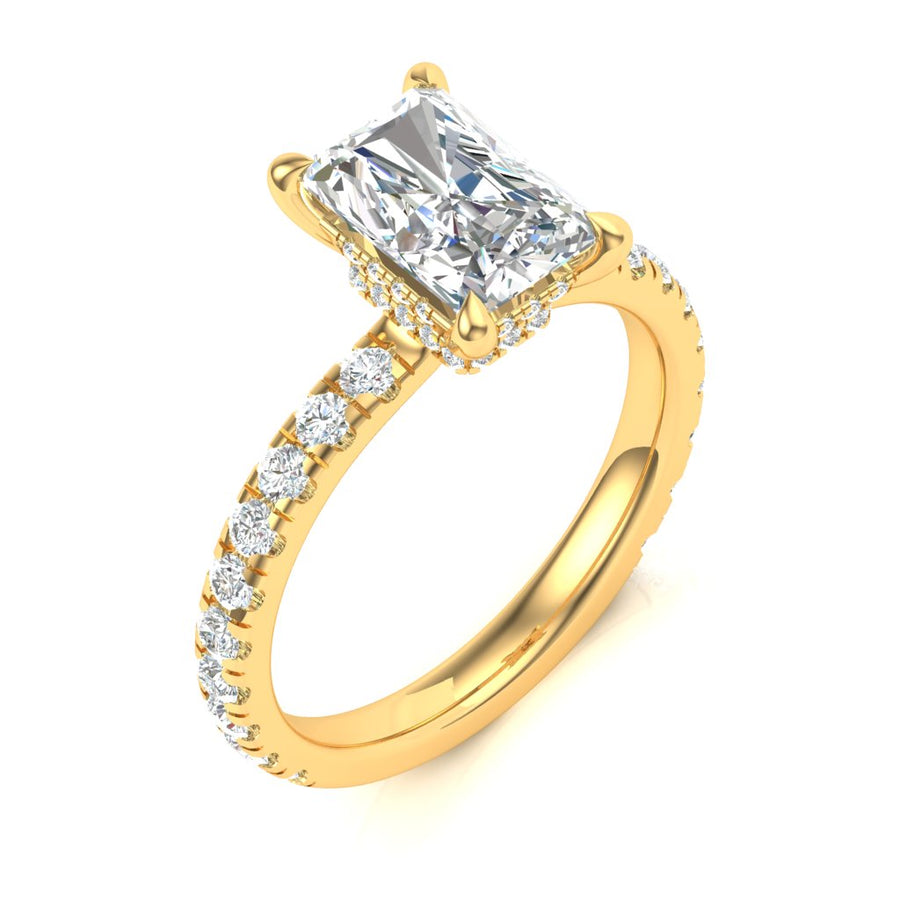 2.00ct Radiant Cut Diamond Double Hidden Halo Ring