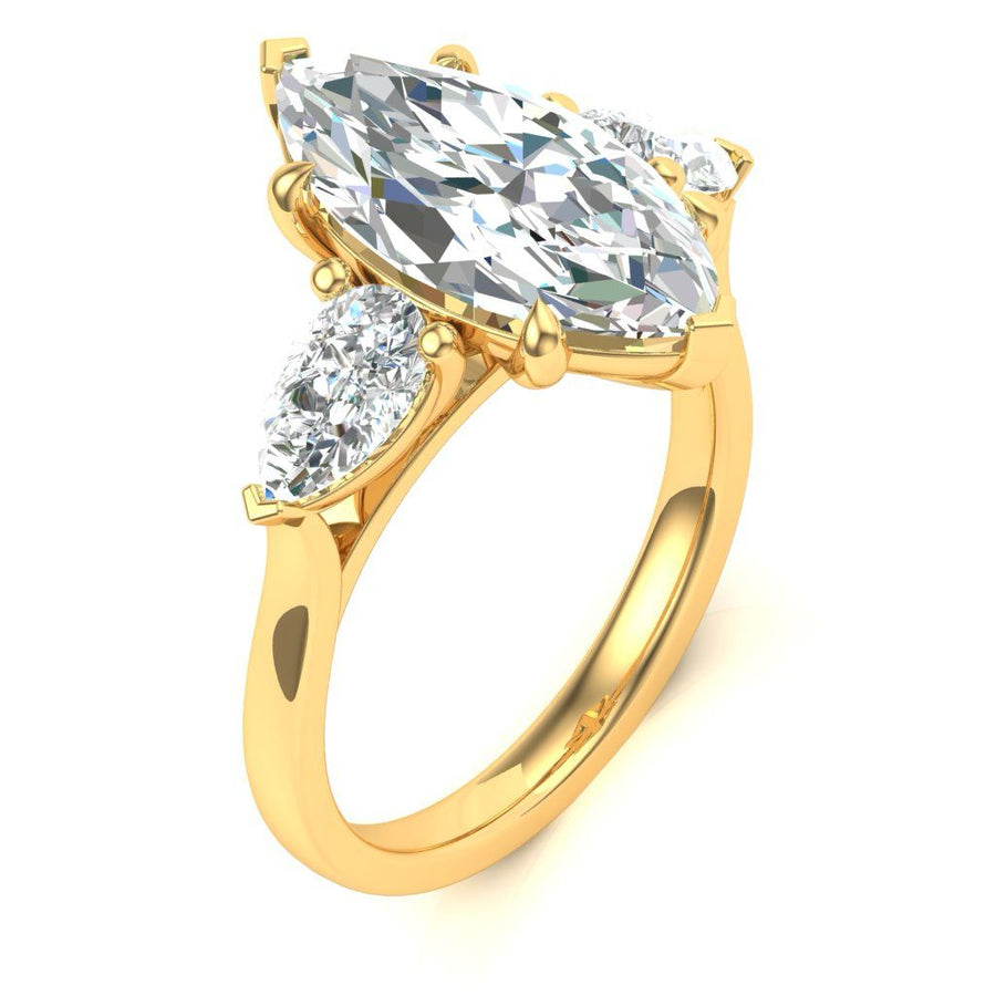 4.00ct Marquise Cut And Pear Cut (1.00ct) Diamond Trilogy Ring
