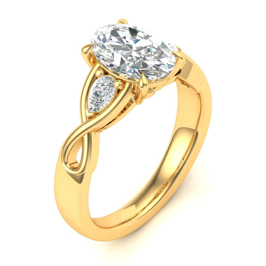1.20ct Oval Cut Crossover Trilogy With Pear Shape Sides (0.30ct) Diamond Ring