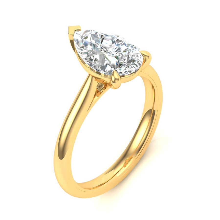 1.50ct Pear Cut Classic Solitaire Diamond Ring